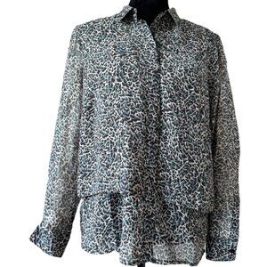 LIVERPOOL NWT TEAL ANIMAL PRINT BLOUSE